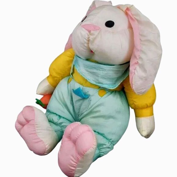 Vtg Intl Silver Co Nylon Bunny Carrot Puffalump Style Plush Stuffed Animal 10 In - Picture 4 of 12